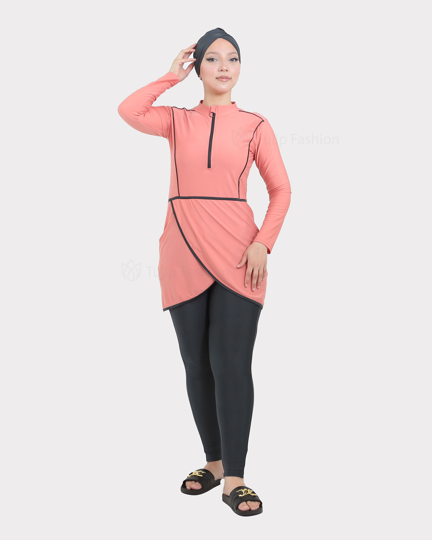 Muslim Swimsuit with hijab - Pink - 2