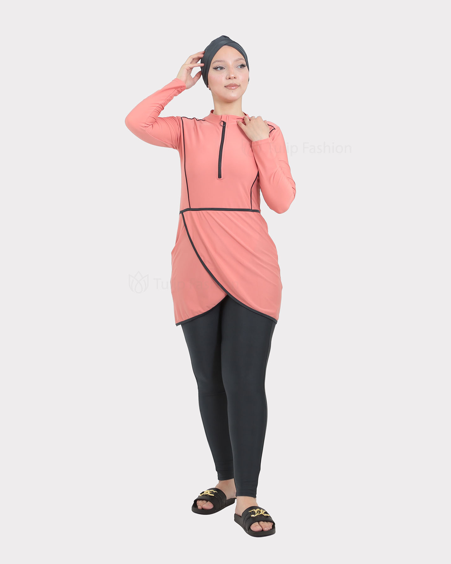 Muslim Swimsuit with hijab - Pink - 3