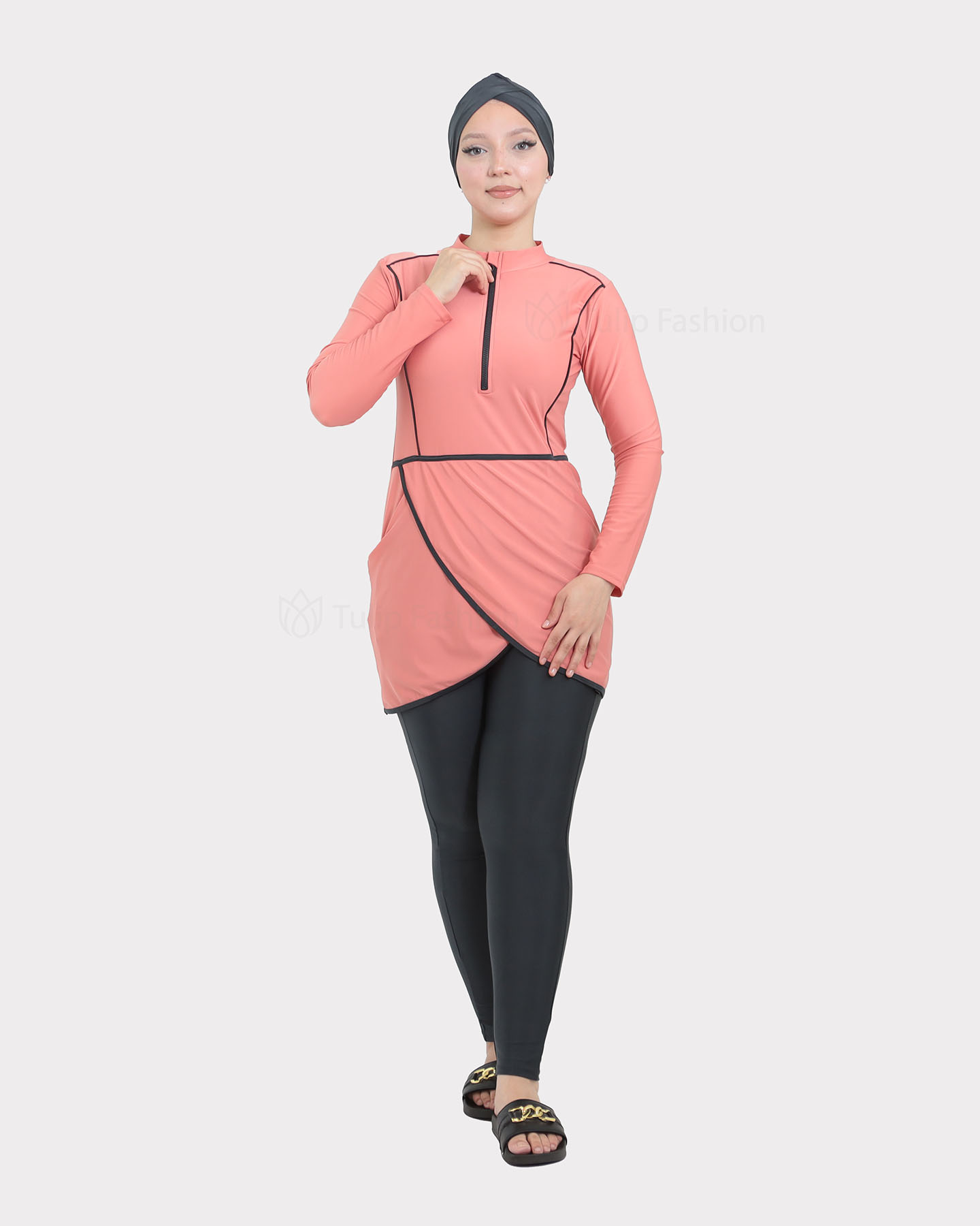 Muslim Swimsuit with hijab - Pink - 5