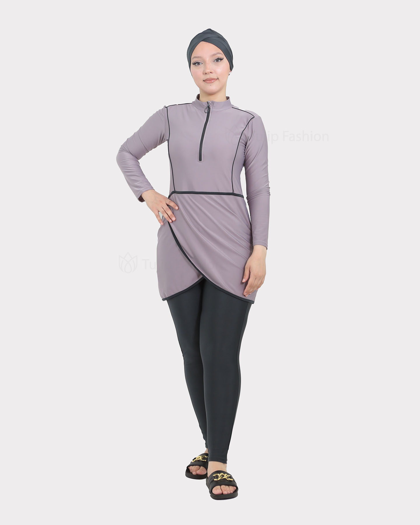 Muslim Swimsuit with hijab - Gray - 2