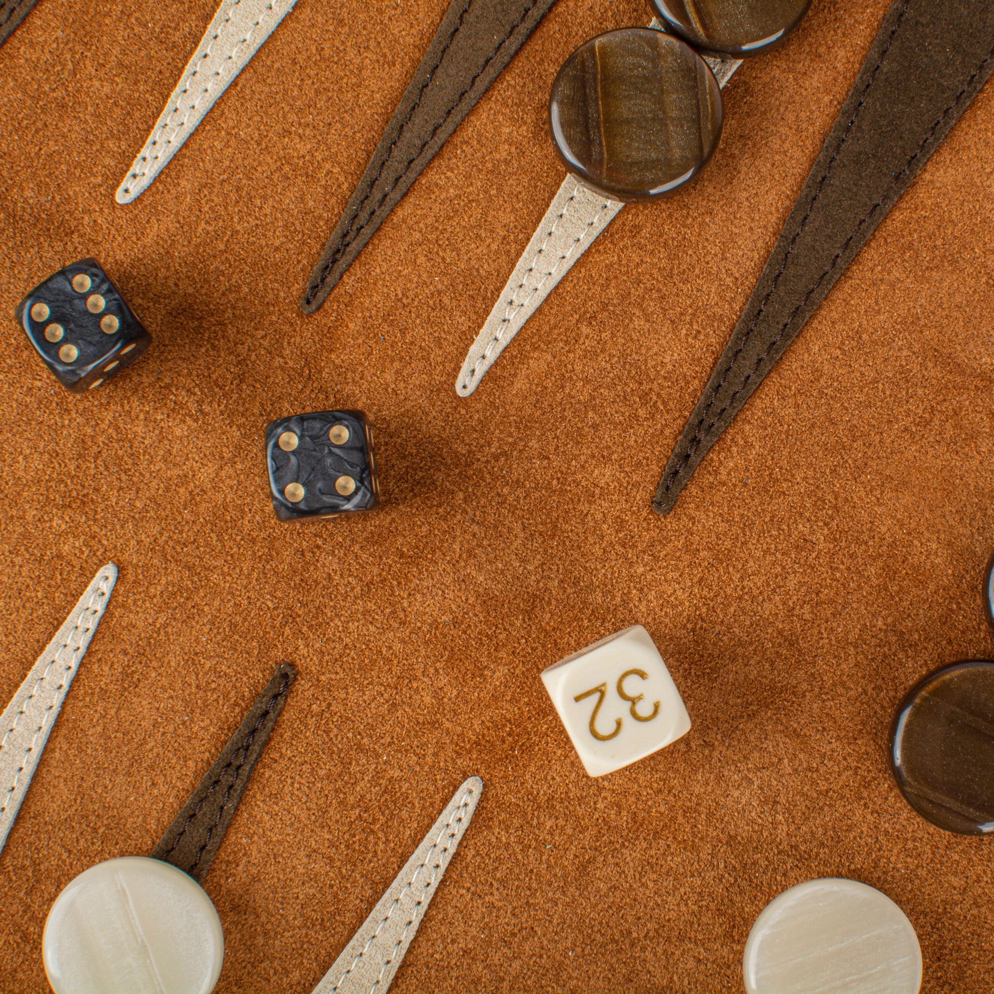 Travel size leather Backgammon - cognac - 7