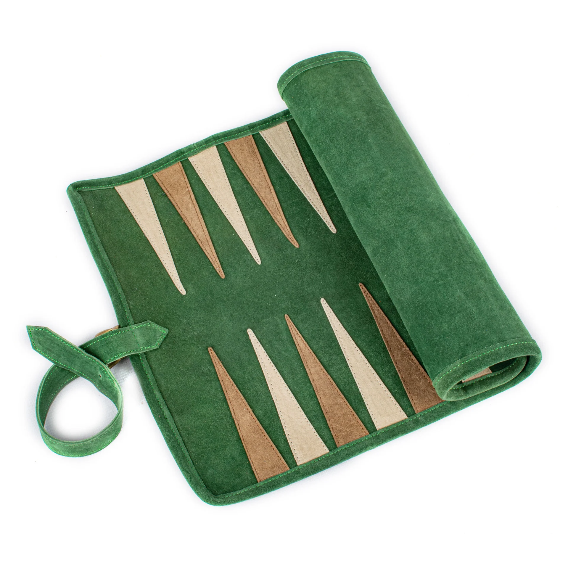 Travel size leather Backgammon - grön - 3