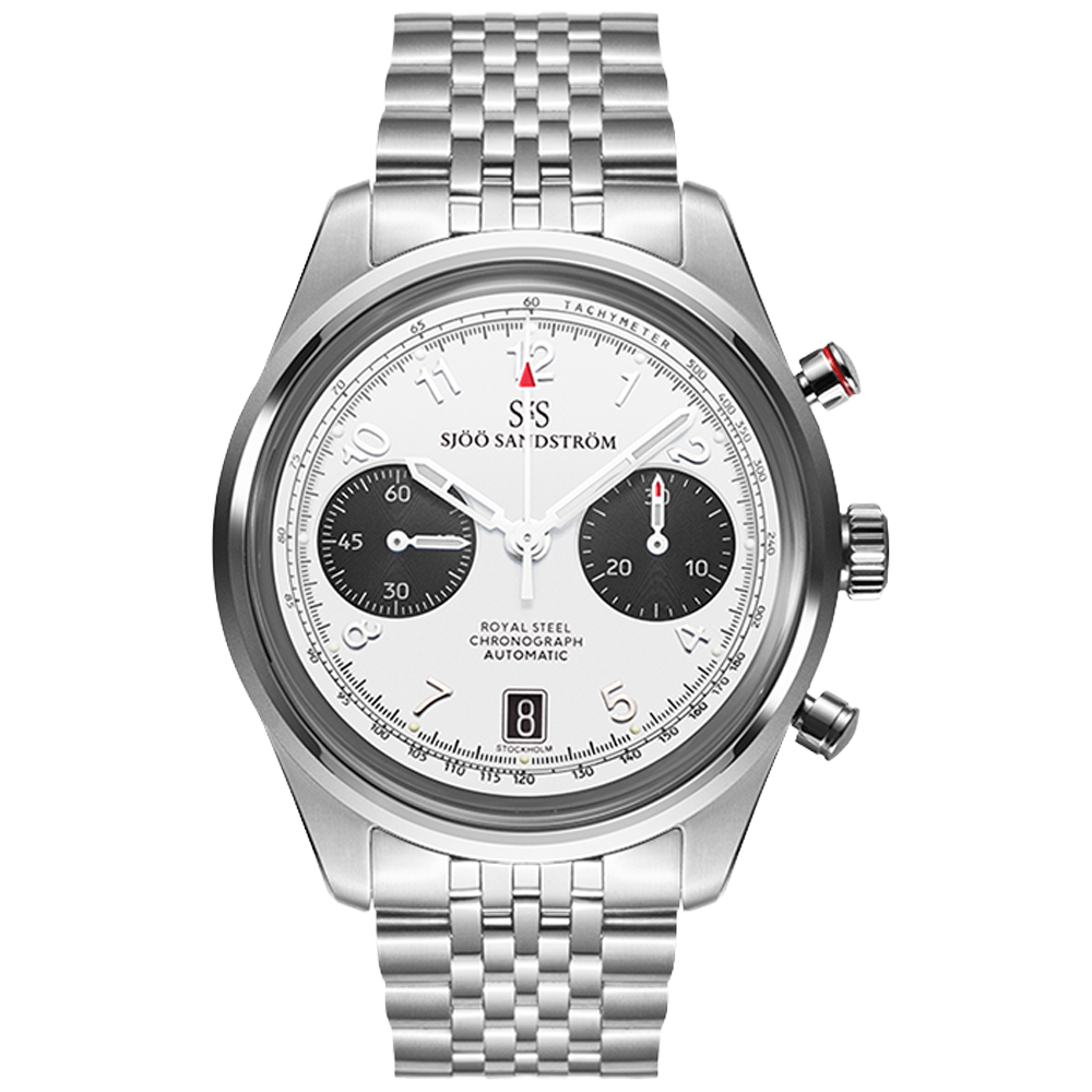 021620 Sjöö Sandström Royal Steel Chronograph 40 vit