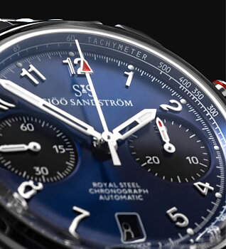 021743 Sjöö Sandström Royal Steel Chronograph 40 blå