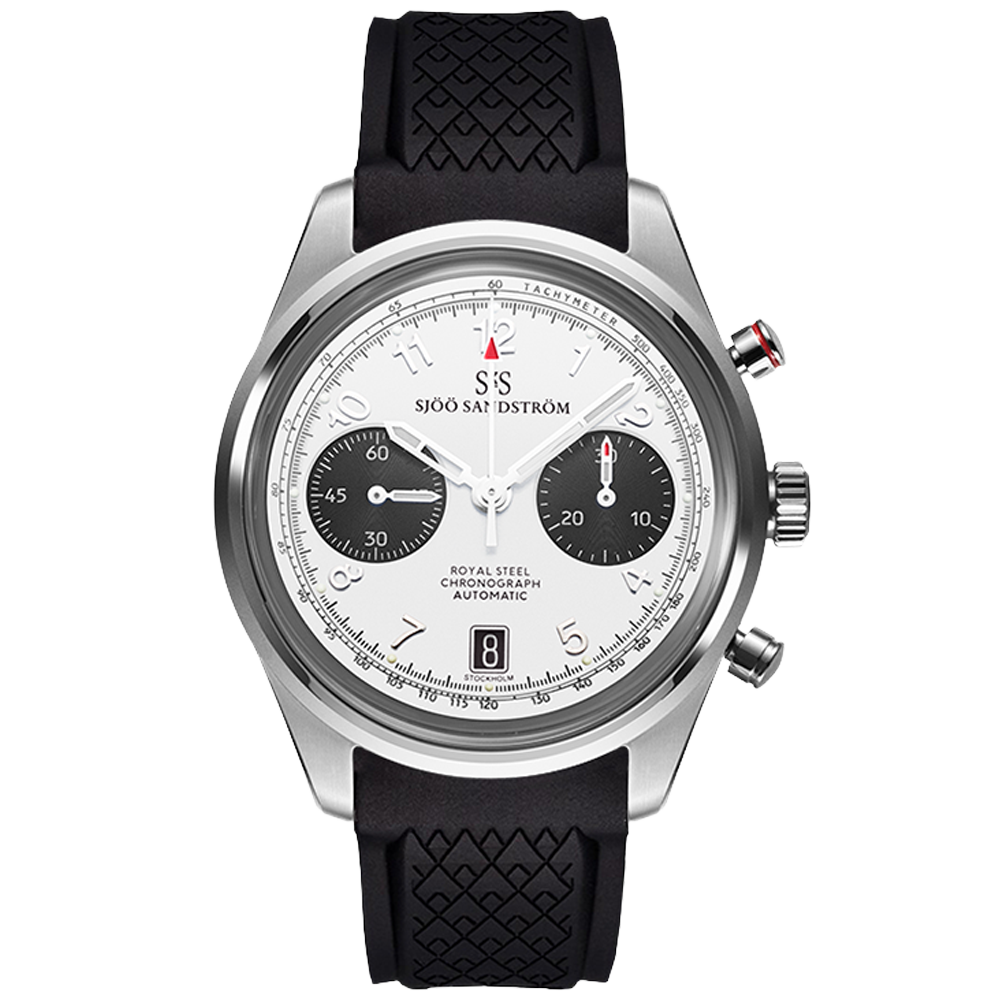 021637 Sjöö Sandström Royal Steel Chronograph 40 vit