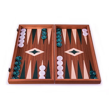 Handmade Backgammon Mahogany Green 38x20 cm 