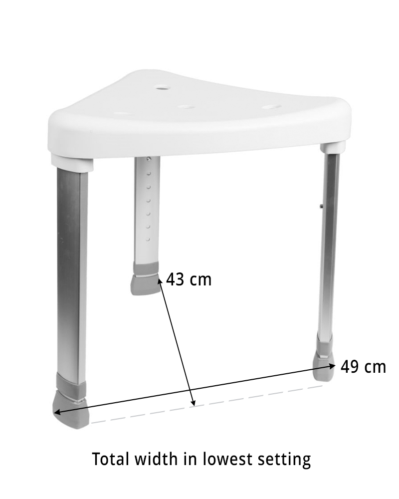 Höjdjusterbar triangulär duschstol, sittmått 42 x 45 cm - 2