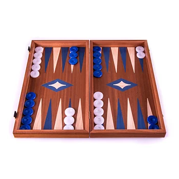 Handmade Backgammon Mahogany Blue & oak points 38x20 cm 