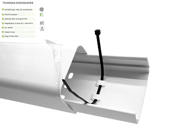 Kanal 80x60 mm Vit - 24 meter med plast skydd och Integrerat utrymme för buntband