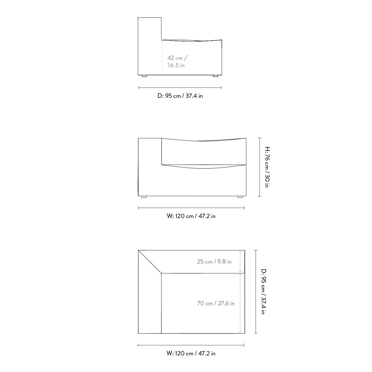 Catena Soffa Hörnmodul Left S400 Loose Drape Ferm Living - 4