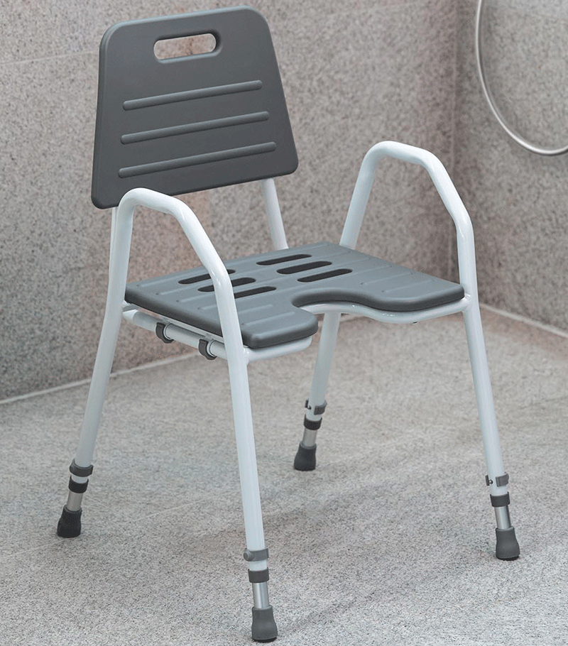 Extra bred duschpall med ryggstöd, 57 cm
