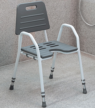 Extra bred duschpall med ryggstöd, 57 cm