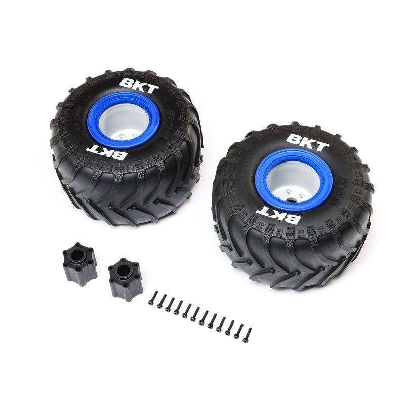 LOSI BKT 2.6in Monster Truck Tire, Med, Premount, Blue (2): LMT 2.0