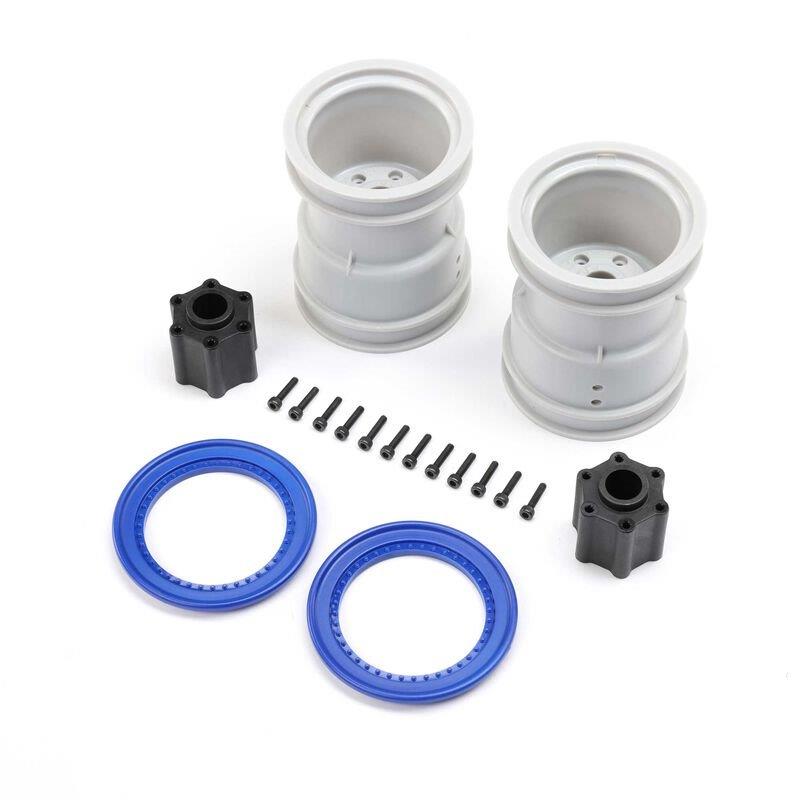 LOSI 2.6in Wheel with Beadlock Rings, Blue (2): LMT 2.0