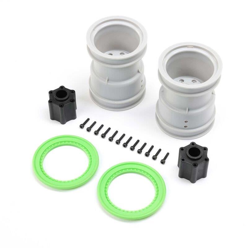 LOSI 2.6in Wheel with Beadlock Rings, Green (2): LMT 2.0