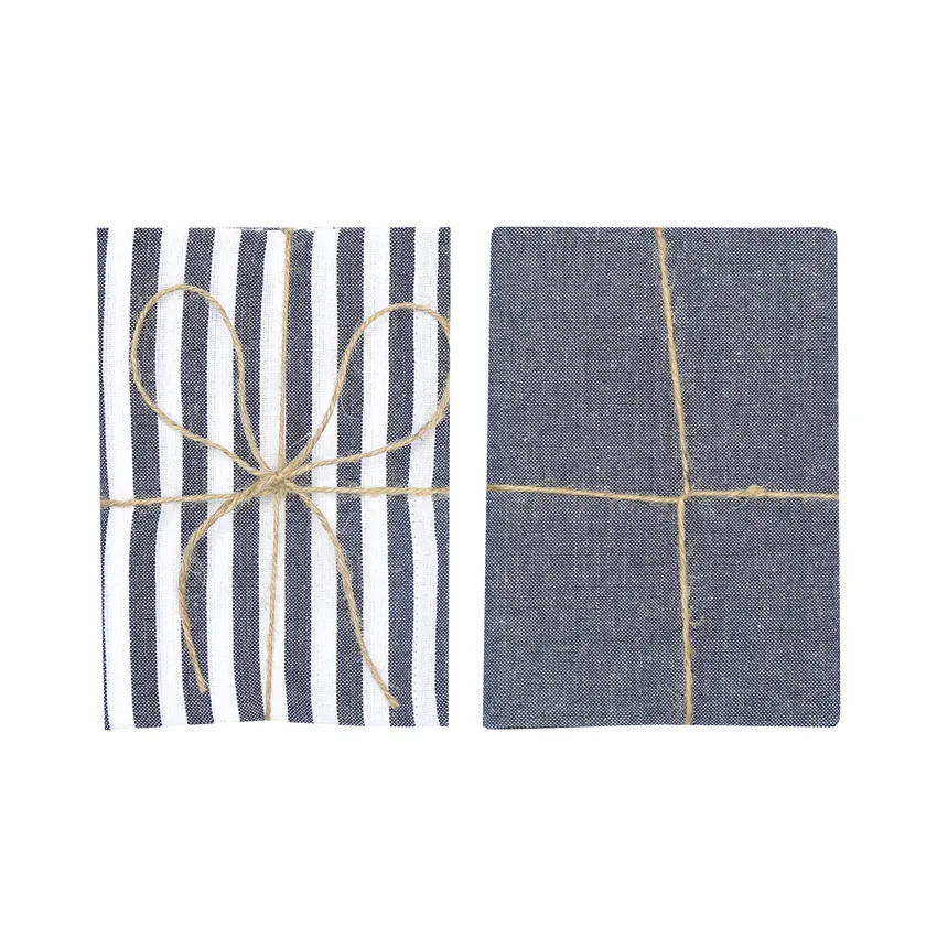 Recycled Kitchen Towel 2-pack Melker, Navy Blue/White - 2