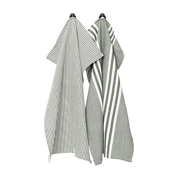 Recycled Kitchen Towel 2-pack Ronja and Robin, Olive Green/Beige