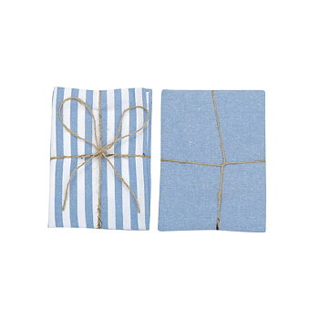 Recycled Kitchen Towel 2-pack Melker, Light Blue/White - 2