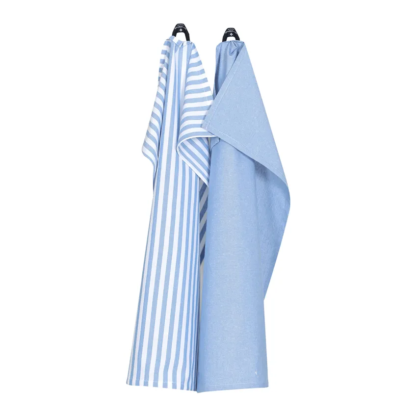 Återvunnen Kökshandduk 2-pack Melker, Ljusblå/Vit