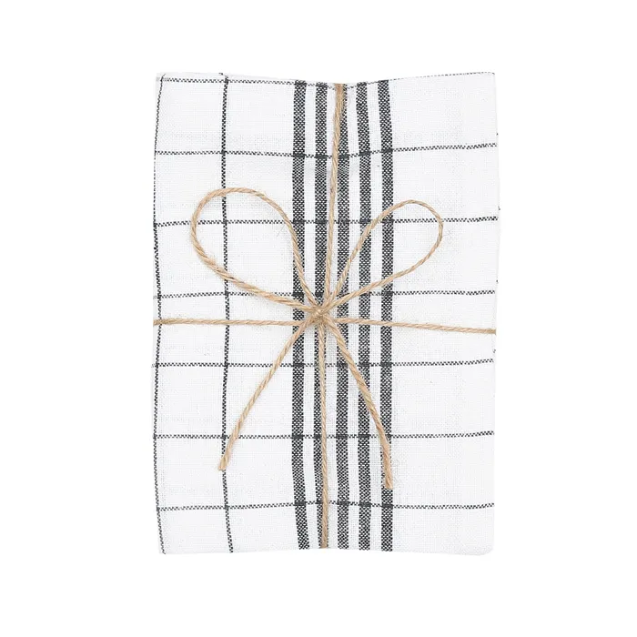 Recycled Kitchen Towel 2-pack Astrid, Dark Gray/White - 2
