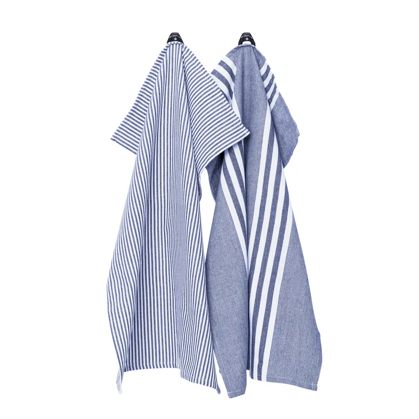 Återvunnen Kökshandduk 2-pack Ronja och Robin, Blå/Vit