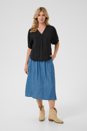 CRIRINA BLOUSE - PITCH  BLACK  - CREAM - 4