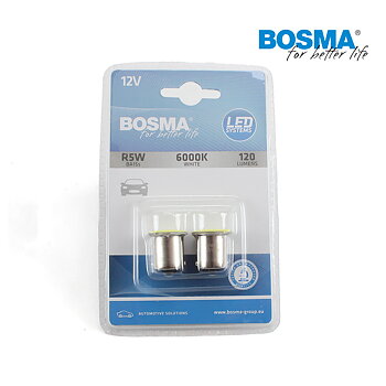 Led-lampe BA15S 12V 1xLED COB 6000K Bosma 2-pak
