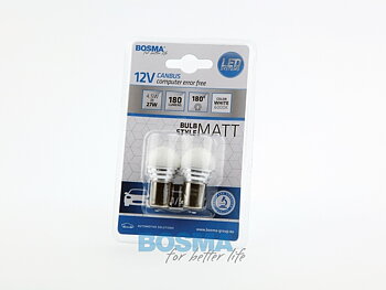 Led-lampe BAY15D 12V 9xSMD Matt 6000K Bosma 2-pak