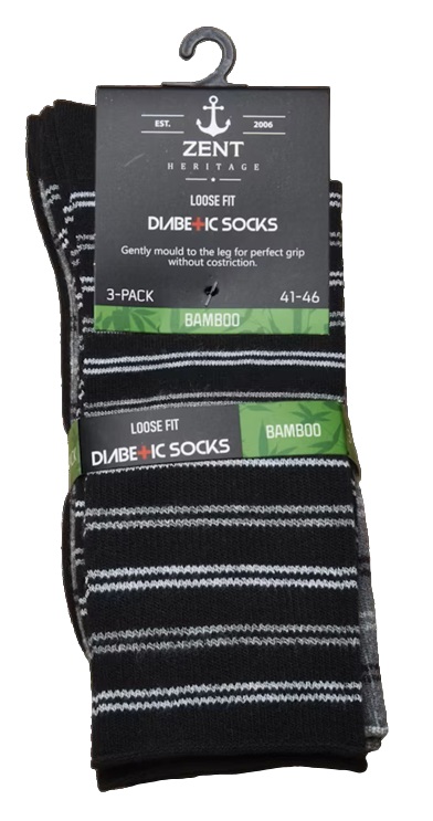 3-Pack Svart Lösresår strumpor bambu - 2