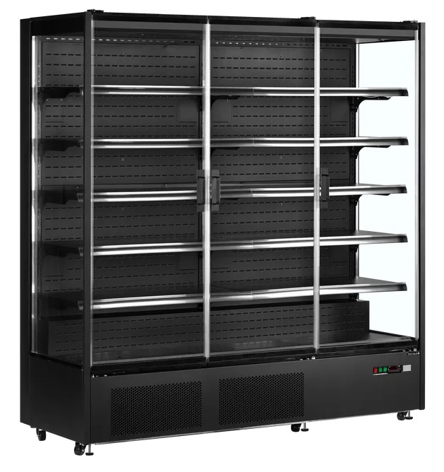 Butikskyl Glasdörrar utan ram, Sidoväggar i glas, Ventilerad kylning, LED-belysning - 3