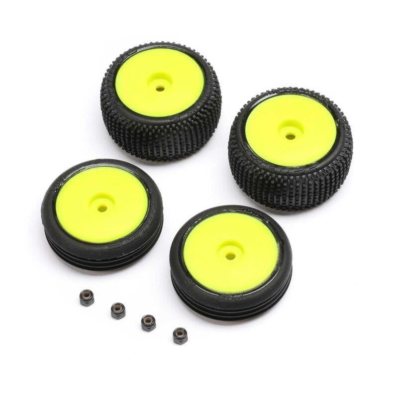 LOSI Tires & Wheels Mounted, Yellow: Micro-B