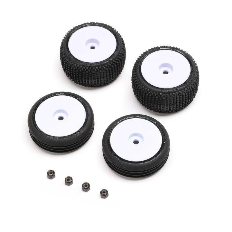 LOSI Tires & Wheels Mounted, White: Micro-B