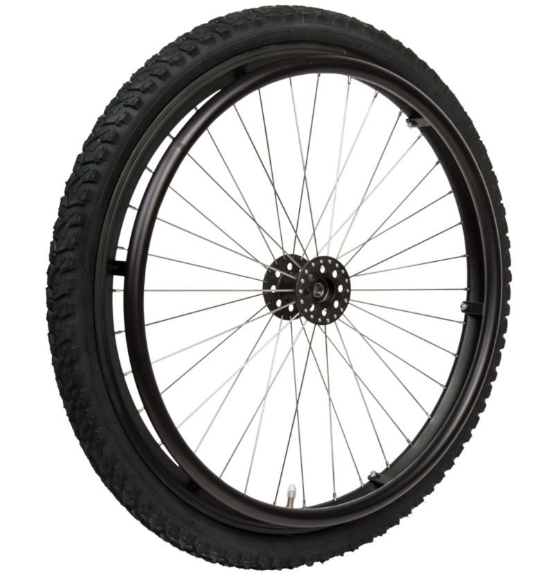 24" Offroad-hjul, svart, med 1/2" nav, inkl. däck och slang samt drivring i rostfritt stål
