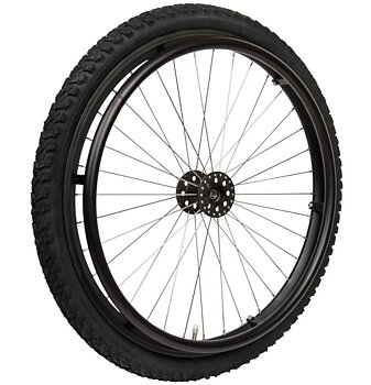 24" Offroad-hjul, svart, med 1/2" nav, inkl. däck och slang samt drivring i rostfritt stål