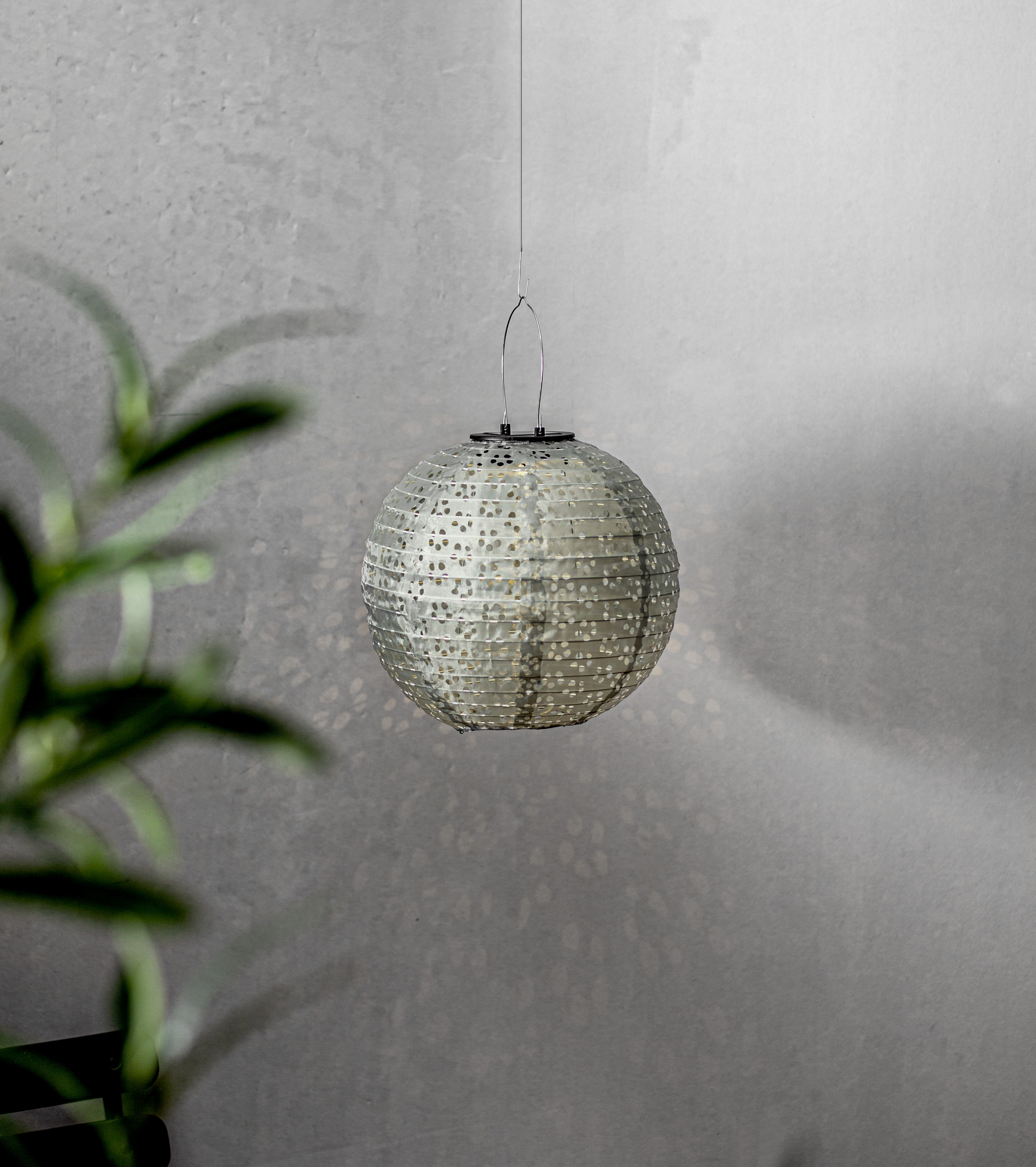 Solar decoration - Rice ball lantern - Green - Round - 25x25 cm
