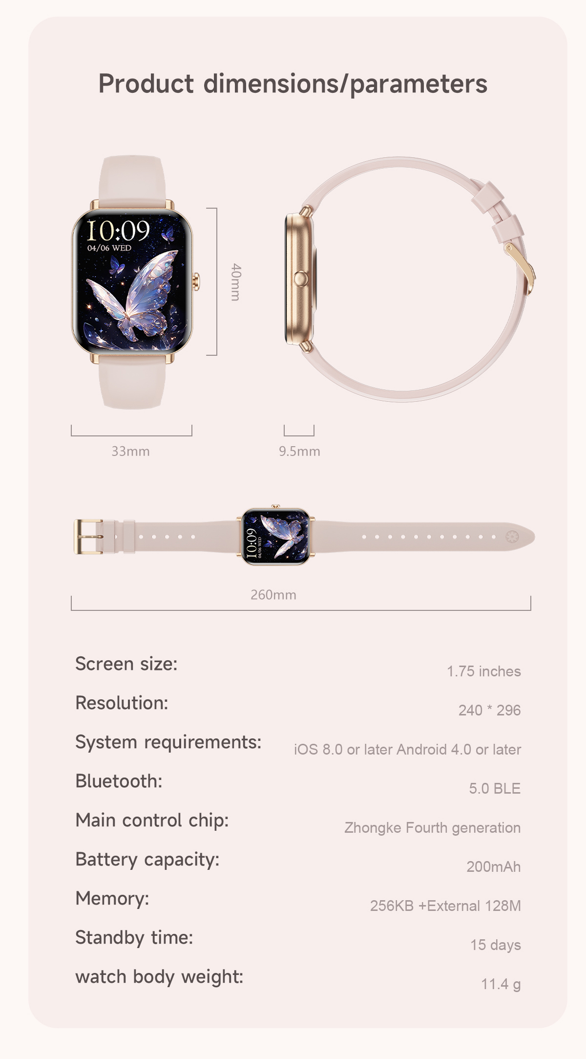 Philippe Palmer Smart Watch LP72  Gold Mesh - 51