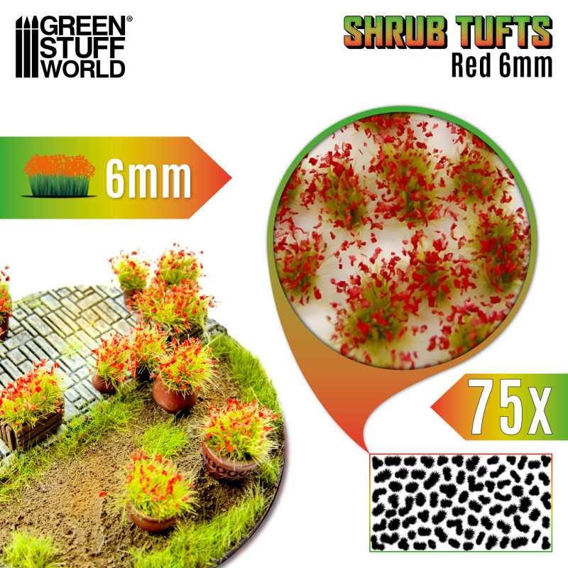 Green Stuff World: Shrub Tufts - Red (6mm)