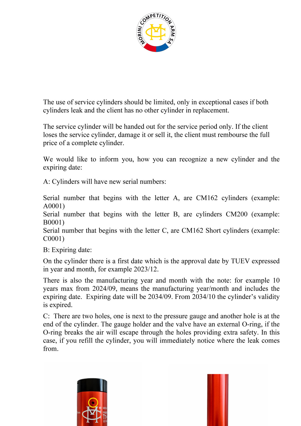 Regarding the TüV Süd Certification , of the Cylinders CM162 / 200 - 2