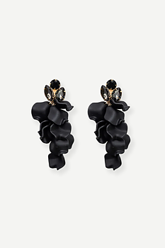 BOW19 Leaf Stone Earrings Black