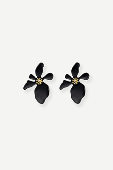 BOW19 Flower Earrings Black