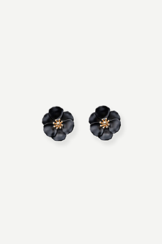 BOW19 Flower Small Earrings Black