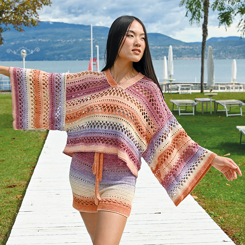 Crochet Set with Oversize Sweater and Shorts | Bora Bora Mondial