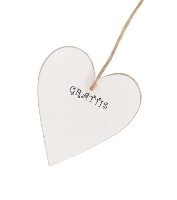 Wooden sign Heart - Grattis / Lycka till