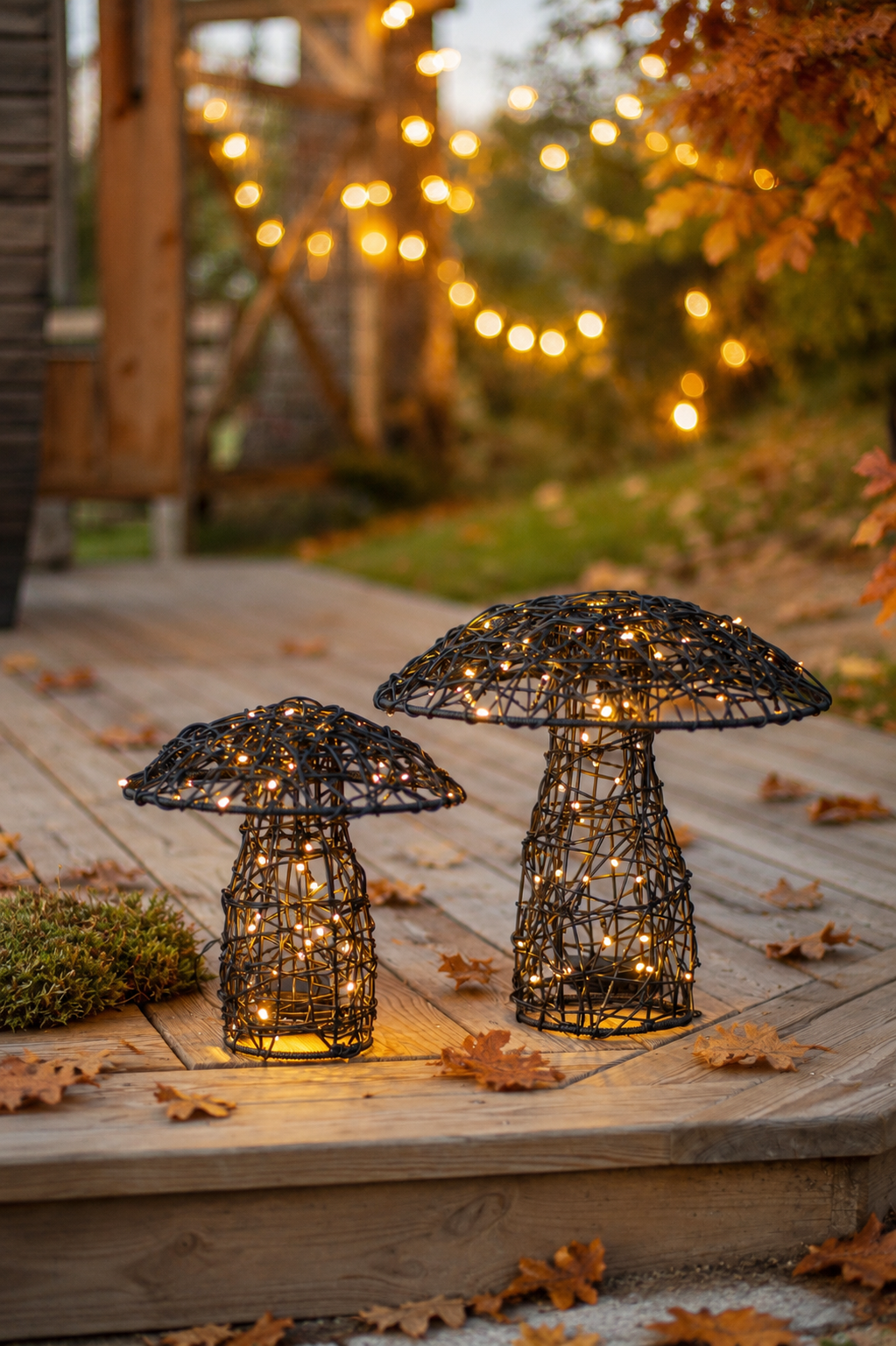 Lamp - Mushroom - Outdoor decoration - Battery-powered - Timer - 27x26 cm