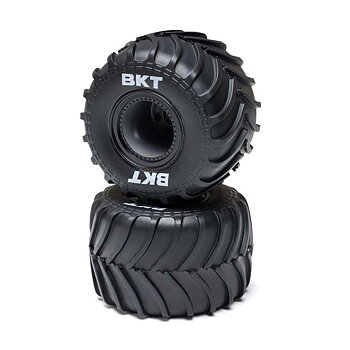 LOSI MT Tires, Black Beadlock, Premounted (2): Mini LMT