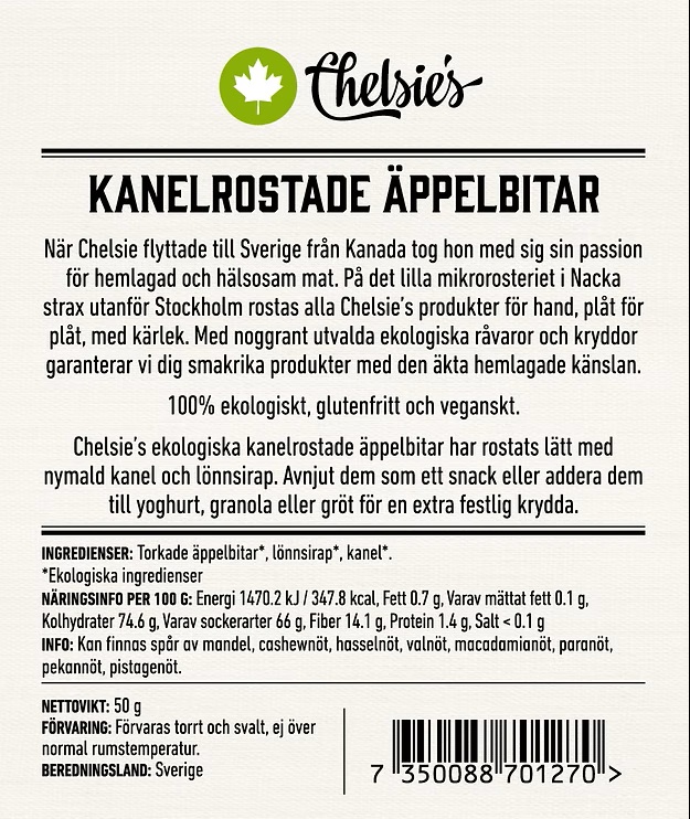 Kanelrostade äppelbitar 50 g x8, EKO - 2
