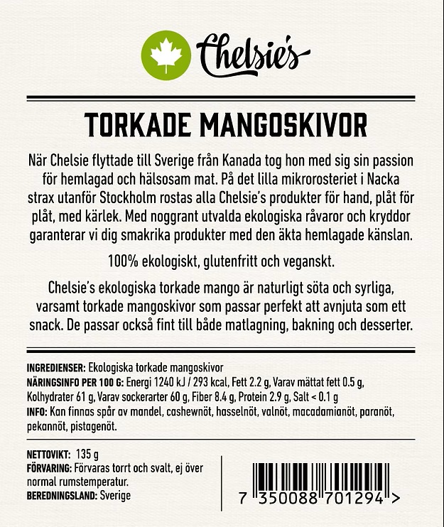 Torkade Mangoskivor 135 g x8, EKO - 2