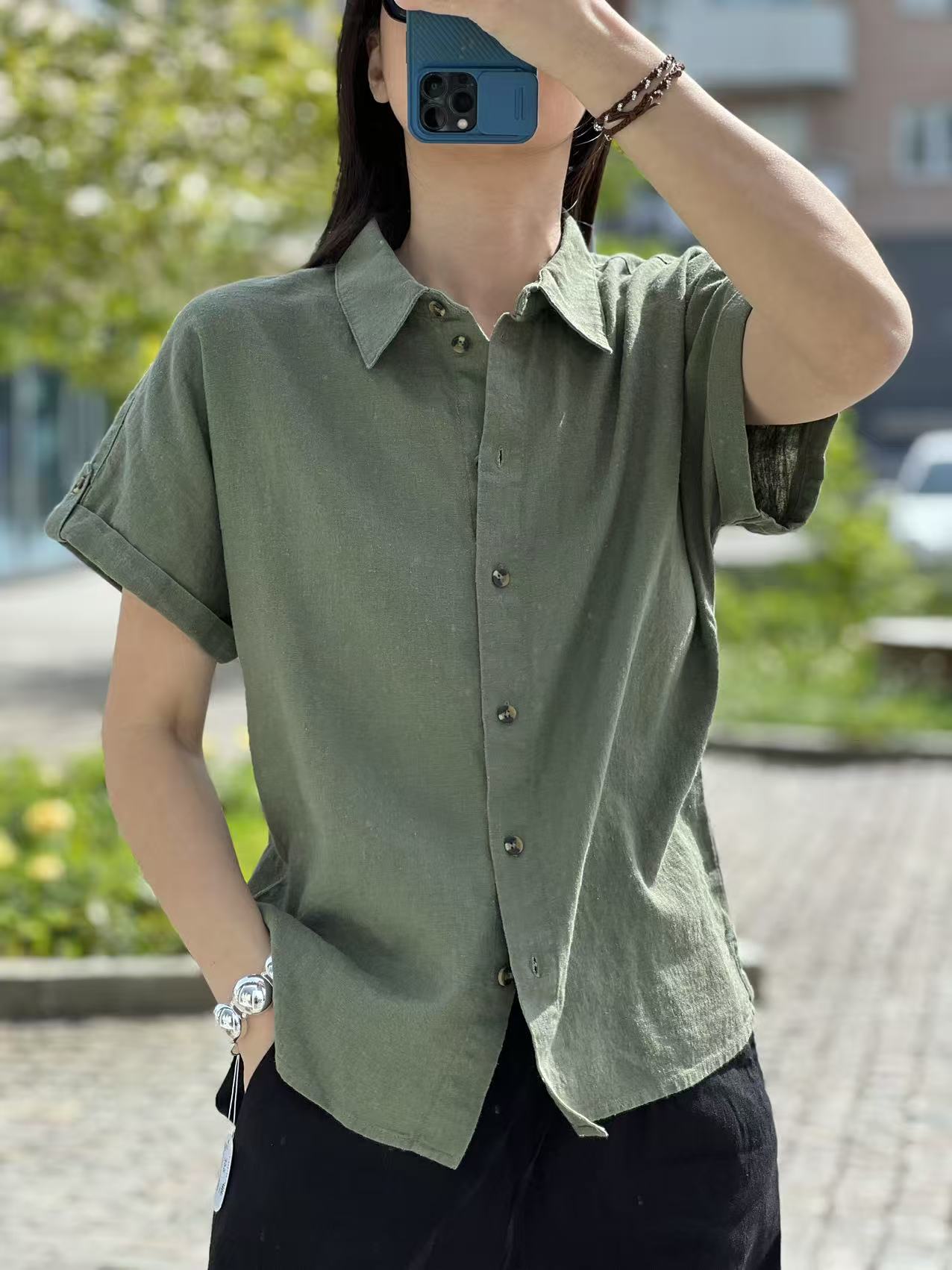 FREE/QUENT Lava Short Sleeved Shirt Green - 2