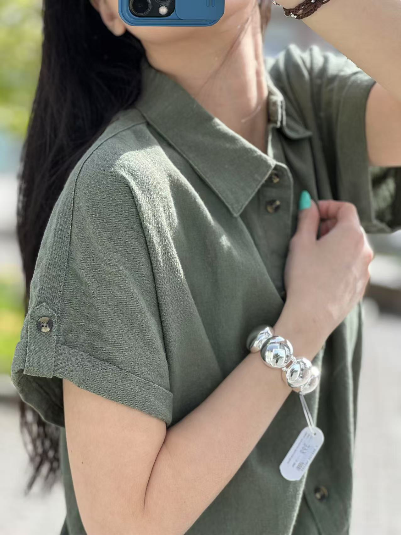 FREE/QUENT Lava Short Sleeved Shirt Green - 3