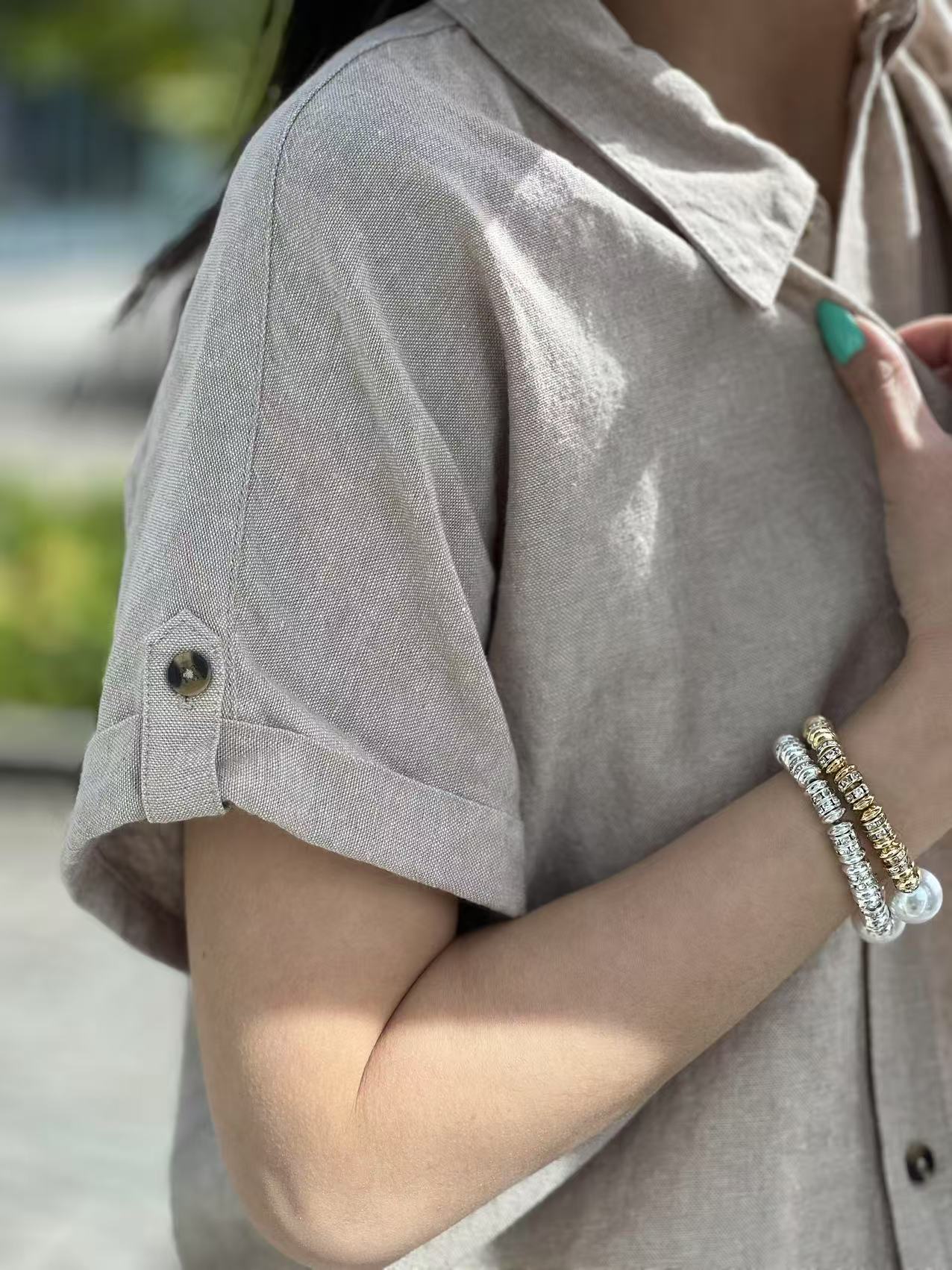 FREE/QUENT Lava Short Sleeved Shirt Sand Mel. - 6